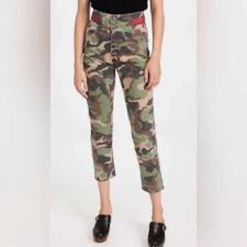 EUC Veronica Beard Camouflage Arya Straight Leg Button-Fly High Rise Pants Sz 25